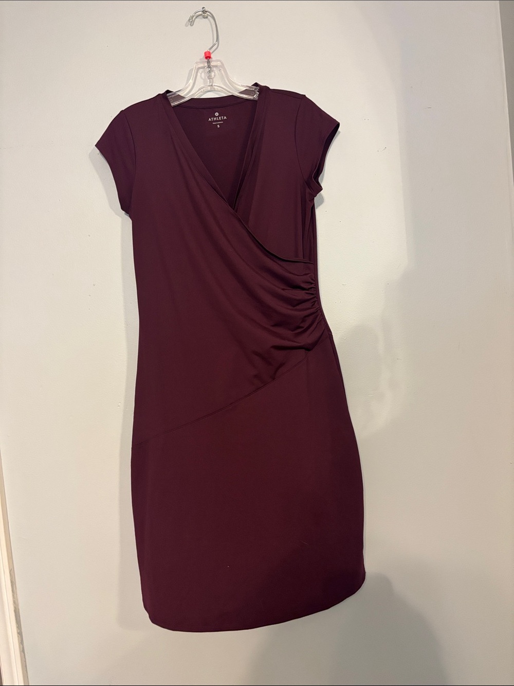 Avenue Faux-Wrap Midi Dress in Plum